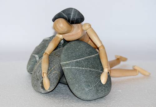 Psychotherapie, Holzfigur, Lebenskampf