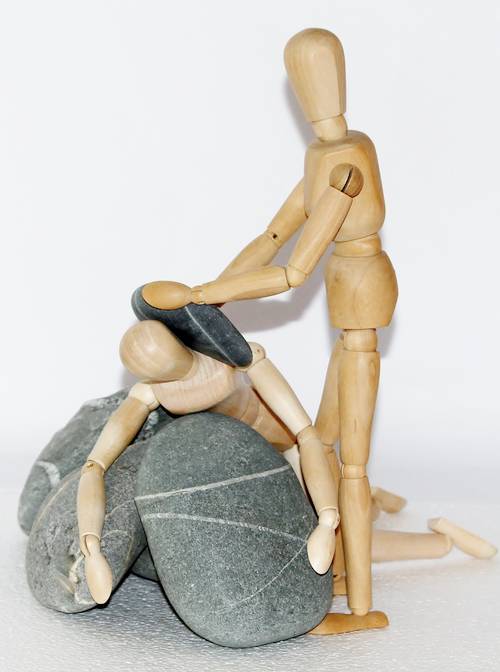 Psychotherapie, Holzfigur, Belastung